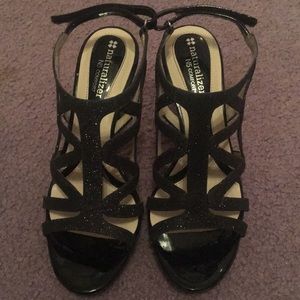 Black glitter formal shoes